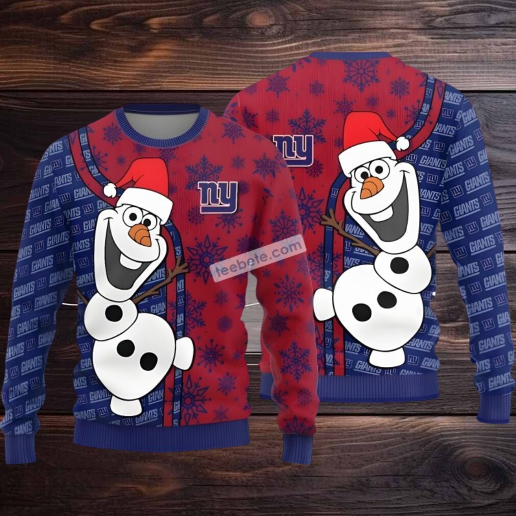 New York Giants Santa Hat Olaf Ugly Christmas Sweater Ladies Blue Red New York Giants Santa Hat Olaf Ugly Christmas Sweater Ladies Blue Red