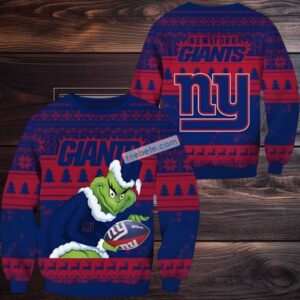 New York Giants The Grinch Stole Ball Ugly Christmas Sweaters Best Blue