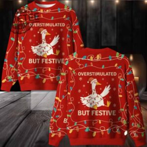 Overstimulated But Festive Ugly Christmas Sweater Men Women For Sale
