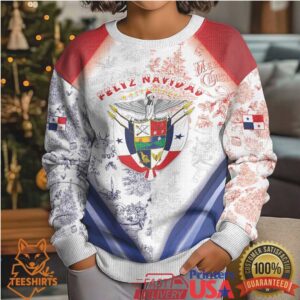 Panama Christmas Kid Ugly Christmas Sweater Coat Of Arms Santa Harpy