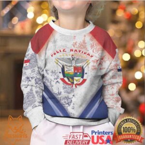 Panama Christmas Kid Ugly Christmas Sweater Coat Of Arms Santa Harpy