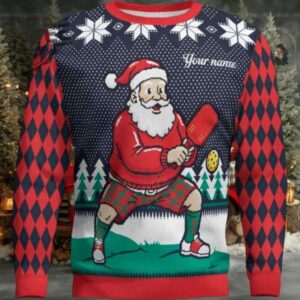 Personalized 2025 Pickleball Santa Ugly Christmas Sweater Men Women For Sale