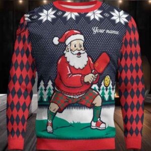 Personalized 2025 Pickleball Santa Ugly Christmas Sweater Men Women For Sale