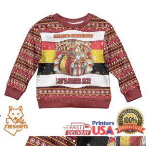 Personalized Belgium Kid Ugly Christmas Sweater Saint Nicholas With Patterns Xmas