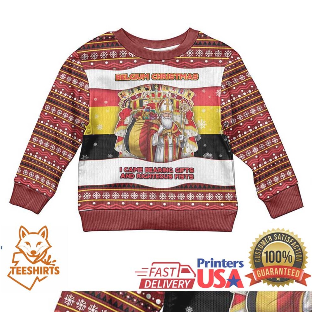 Personalized Belgium Kid Ugly Christmas Sweater Saint Nicholas With Patterns Xmas Personalized Belgium Kid Ugly Christmas Sweater Saint Nicholas With Patterns Xmas