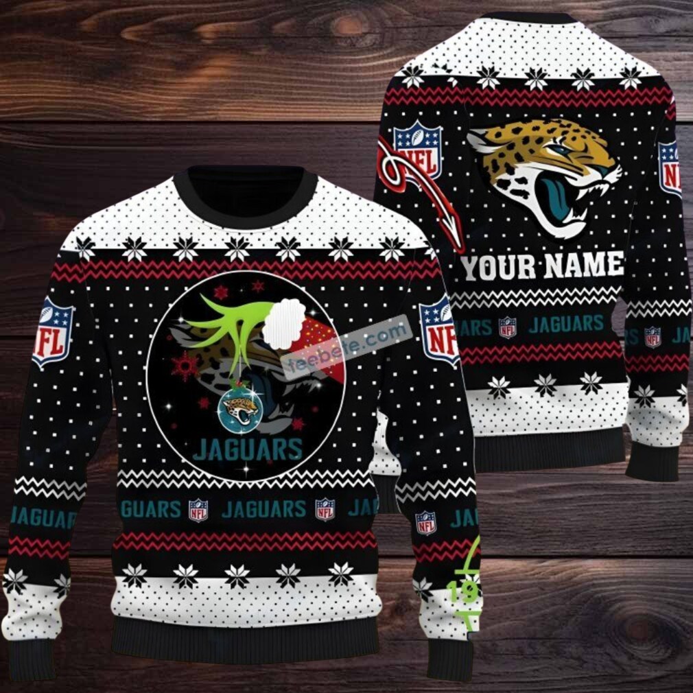 Personalized Jacksonville Jaguars Grinch Hand Ugly Sweater Black Personalized Jacksonville Jaguars Grinch Hand Ugly Sweater Black