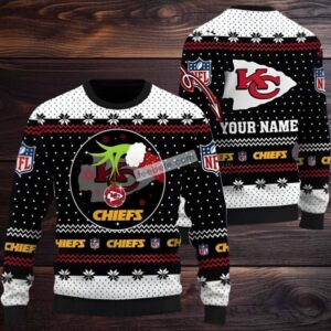 Personalized Kansas City Chiefs Grinch Hold Logo Most Ugly Christmas Sweater Black