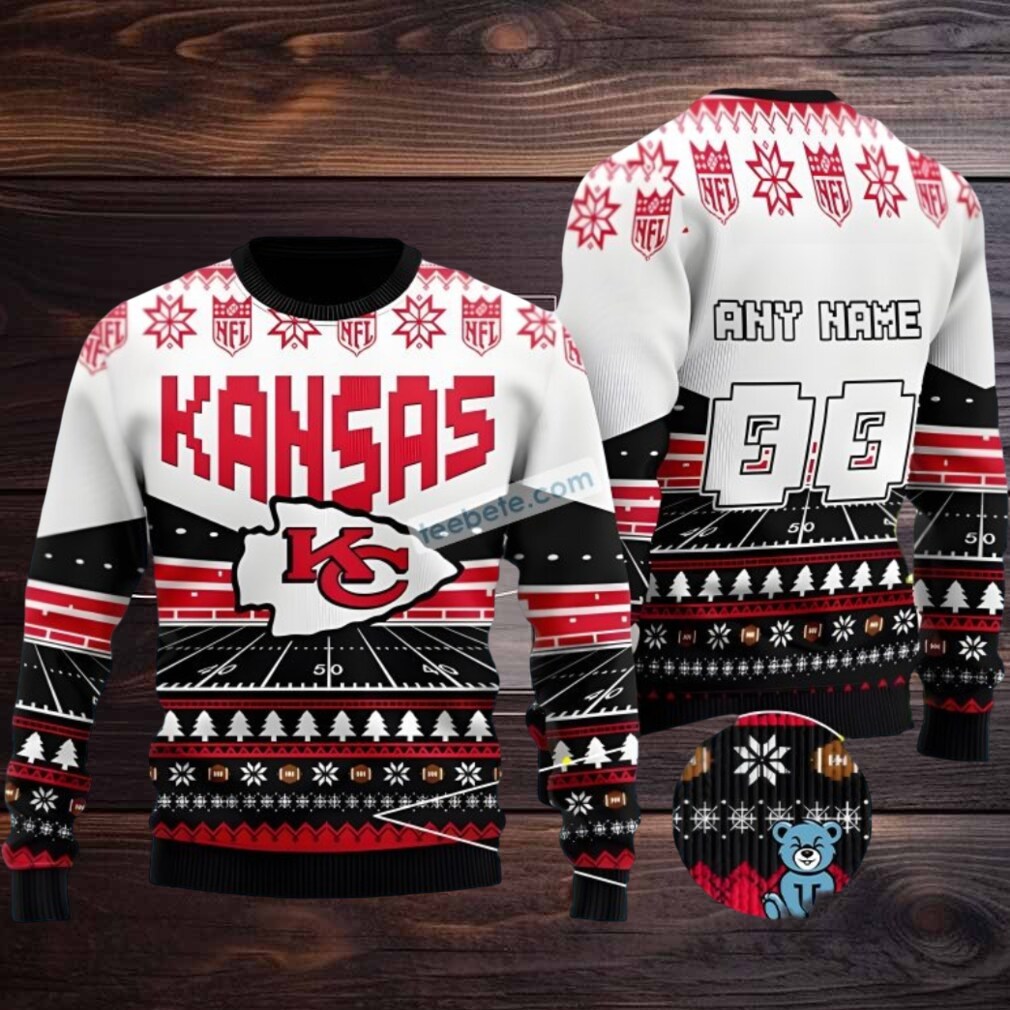 Personalized Kansas City Chiefs Logo Naughty Ugly Sweater Black