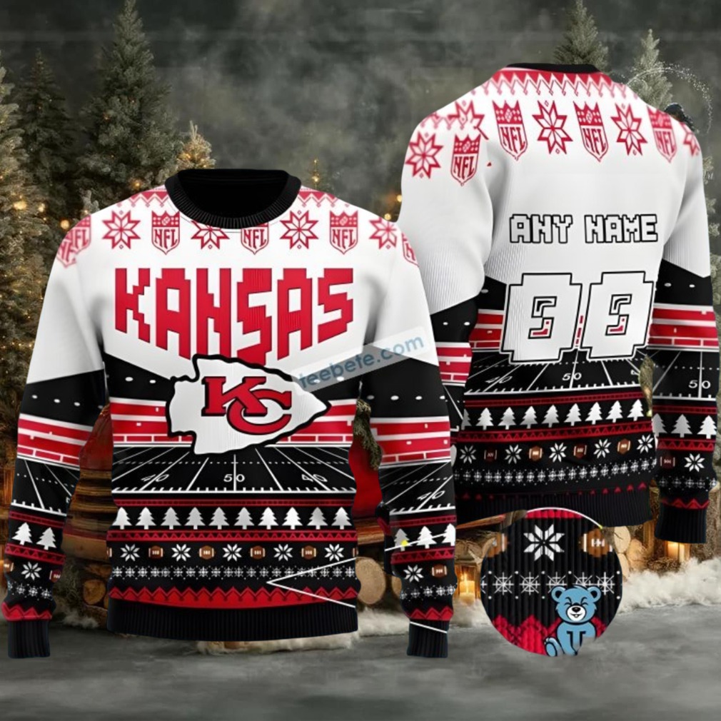 Personalized Kansas City Chiefs Logo Naughty Ugly Sweater Black