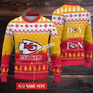 Personalized Kansas City Chiefs Merry Christmas Cool Ugly Christmas Sweater Yellow