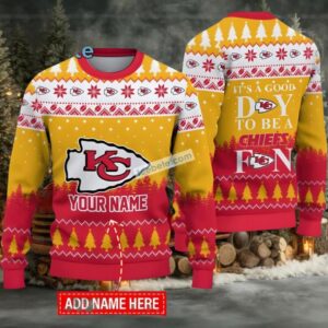 Personalized Kansas City Chiefs Merry Christmas Cool Ugly Christmas Sweater Yellow