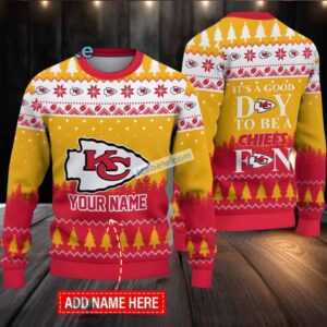 Personalized Kansas City Chiefs Merry Christmas Cool Ugly Christmas Sweater Yellow