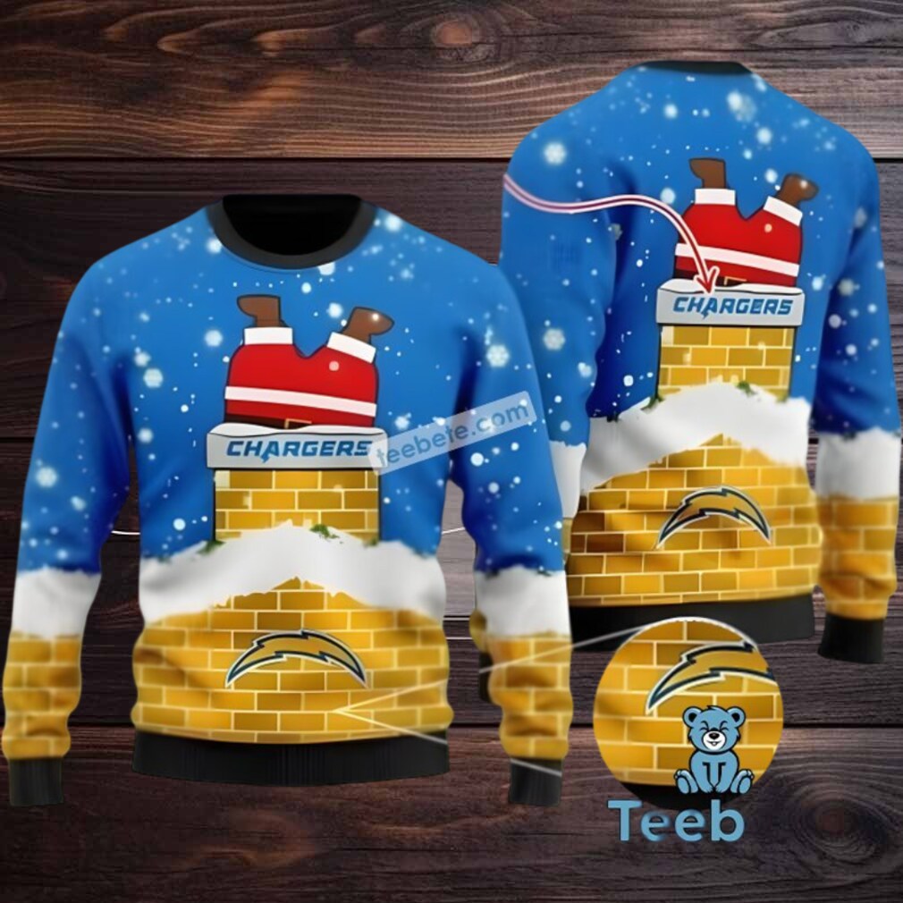 Personalized Los Angeles Chargers Santa Claus Cute Ugly Christmas Sweater Blue Personalized Los Angeles Chargers Santa Claus Cute Ugly Christmas Sweater Blue