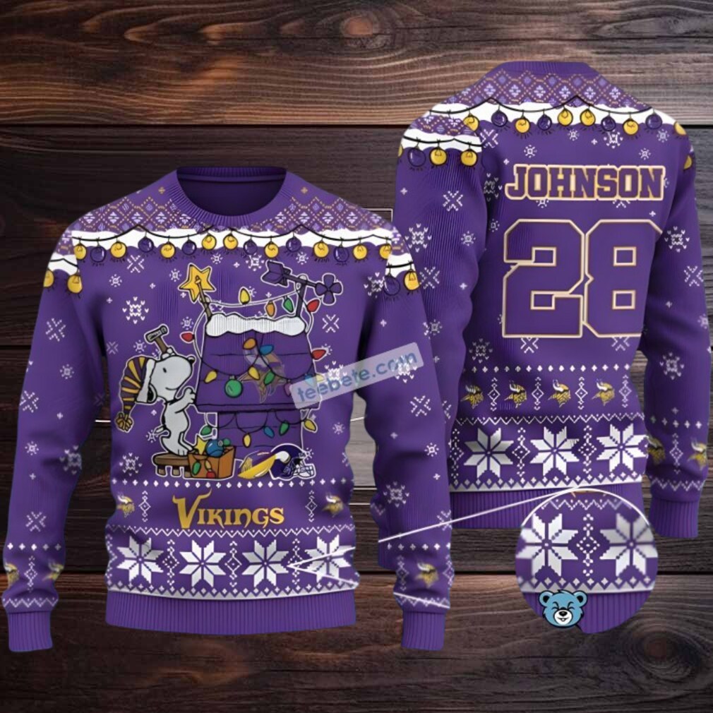 Personalized Minnesota Vikings Snoopy Ugly Christmas Sweater Purple Ladies Personalized Minnesota Vikings Snoopy Ugly Christmas Sweater Purple Ladies