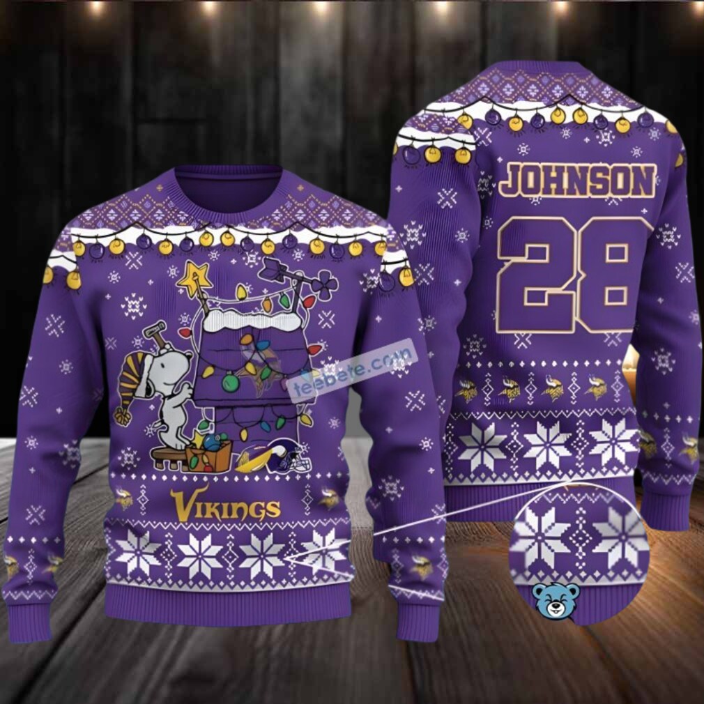 Personalized Minnesota Vikings Snoopy Ugly Christmas Sweater Purple Ladies Personalized Minnesota Vikings Snoopy Ugly Christmas Sweater Purple Ladies