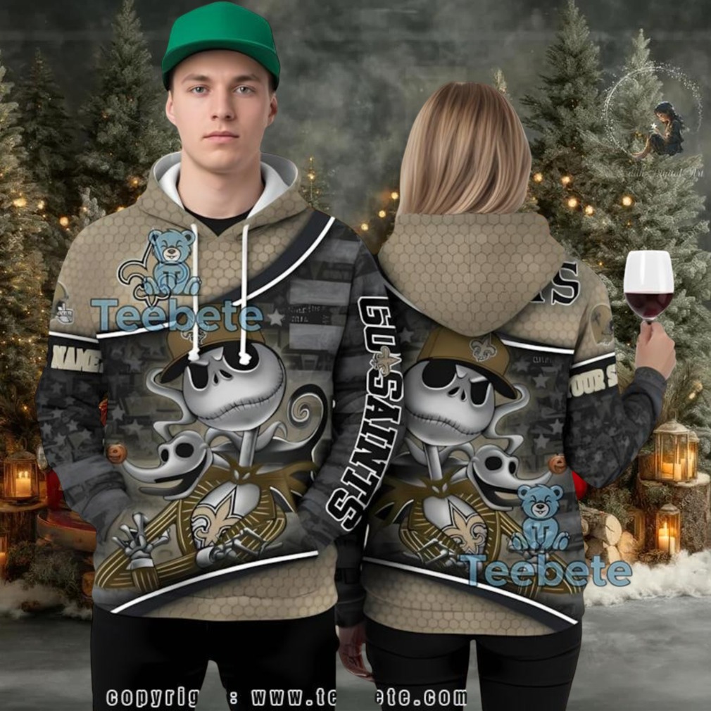 Personalized New Orleans Saints Jack Skellington Zero 3D Hoodie Yellow Sale Personalized New Orleans Saints Jack Skellington Zero 3D Hoodie Yellow Sale