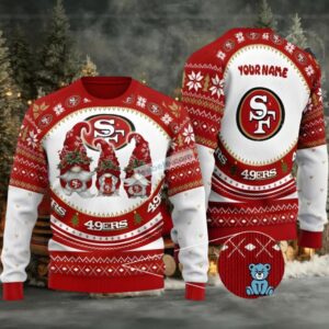 Personalized San Francisco 49Ers Gnomes Ugly Sweaters For Christmas White Red Mens
