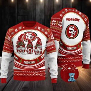 Personalized San Francisco 49Ers Gnomes Ugly Sweaters For Christmas White Red Mens