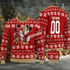 Personalized San Francisco 49Ers Minnie Mickey Ugly Xmas Sweater Party Red