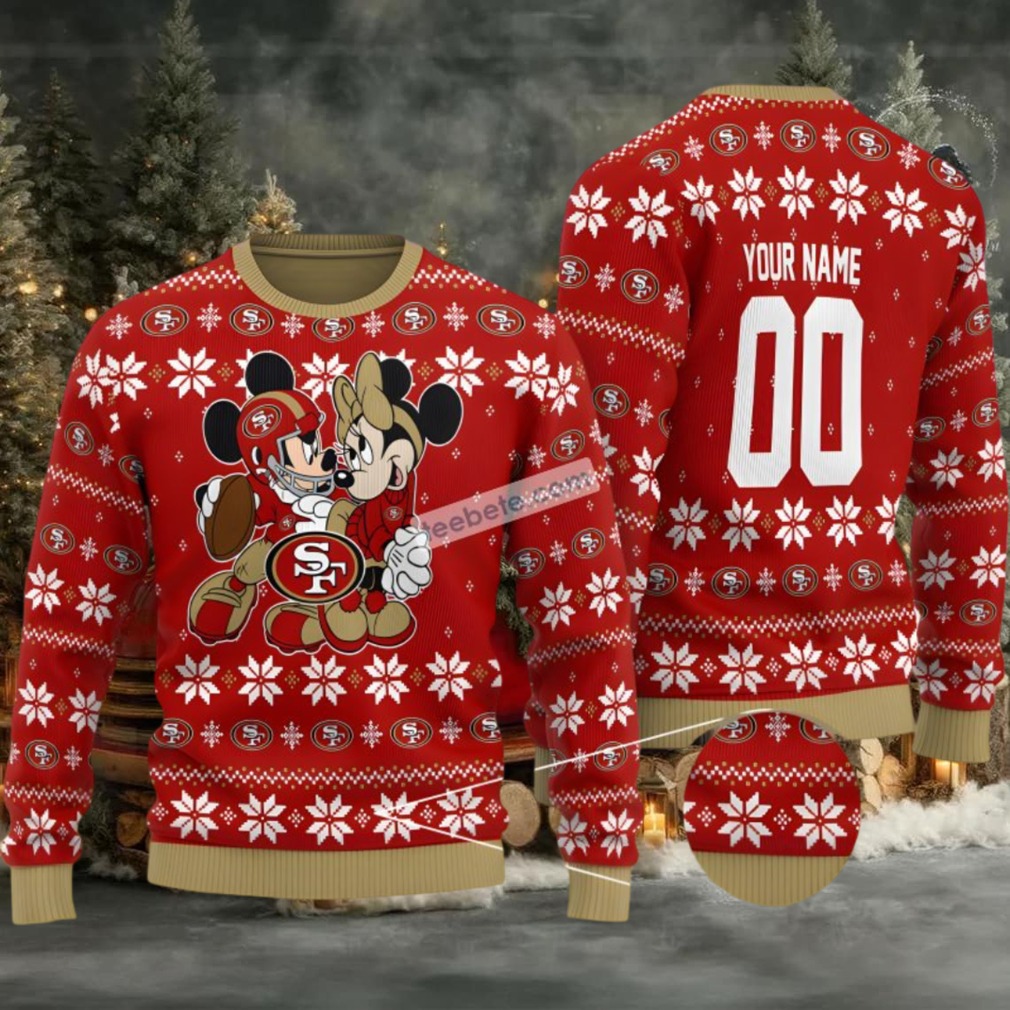 Personalized San Francisco 49Ers Minnie Mickey Ugly Xmas Sweater Party Red Personalized San Francisco 49Ers Minnie Mickey Ugly Xmas Sweater Party Red