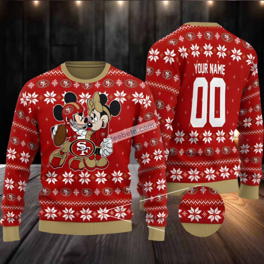 Personalized San Francisco 49Ers Minnie Mickey Ugly Xmas Sweater Party Red Personalized San Francisco 49Ers Minnie Mickey Ugly Xmas Sweater Party Red
