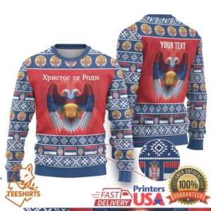 Personalized Serbia Christmas Ugly Christmas Sweater Eagle with Cesnica Christmas Bread