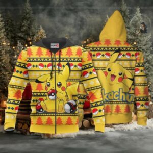 Pikachu Anime Pokemon Manga Ugly Christmas Sweater 1k803 Fan Gift Stylist Unisex Cartoon Graphic Outfits Aop 3d Hoodie
