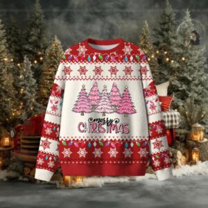 Pink Christmas Trees Ugly Sweater