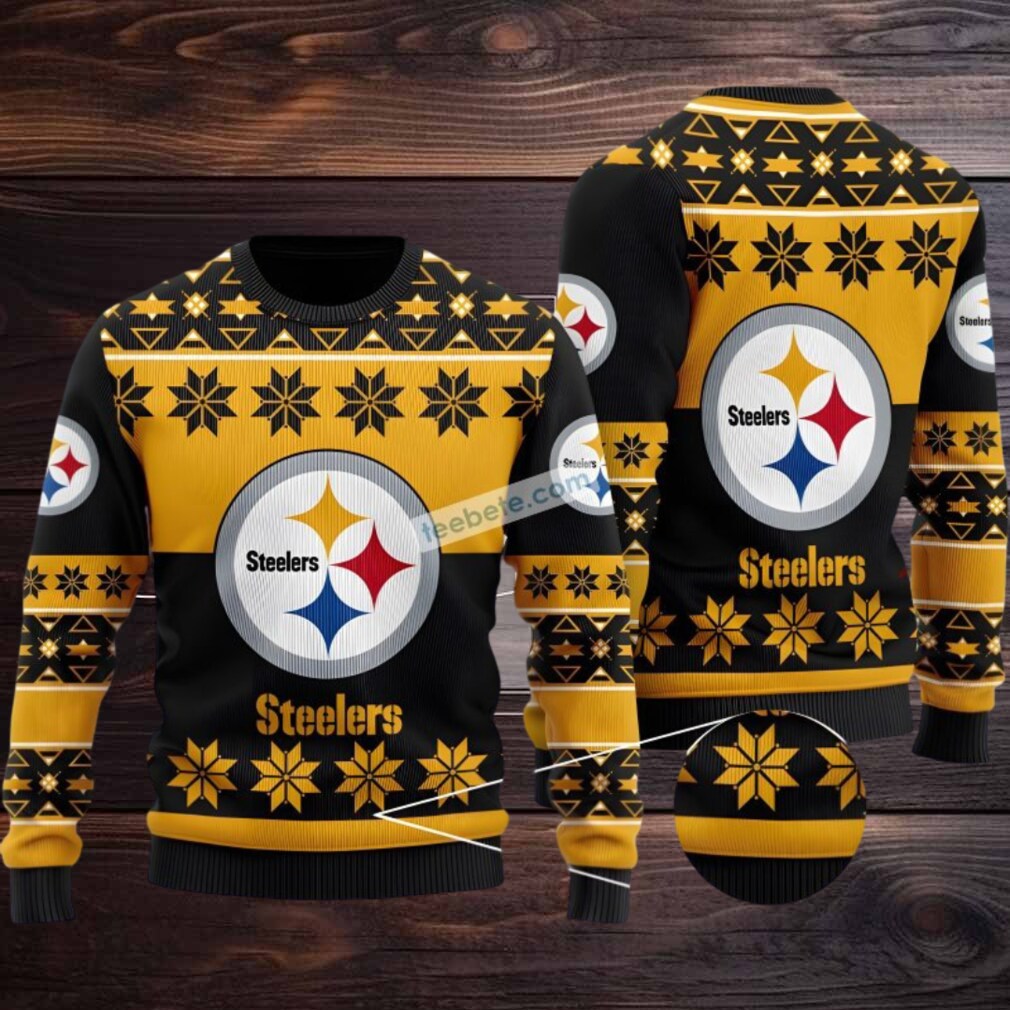 Pittsburgh Steelers Snowflakes Ugly Christmas Sweater Black Yellow Pittsburgh Steelers Snowflakes Ugly Christmas Sweater Black Yellow