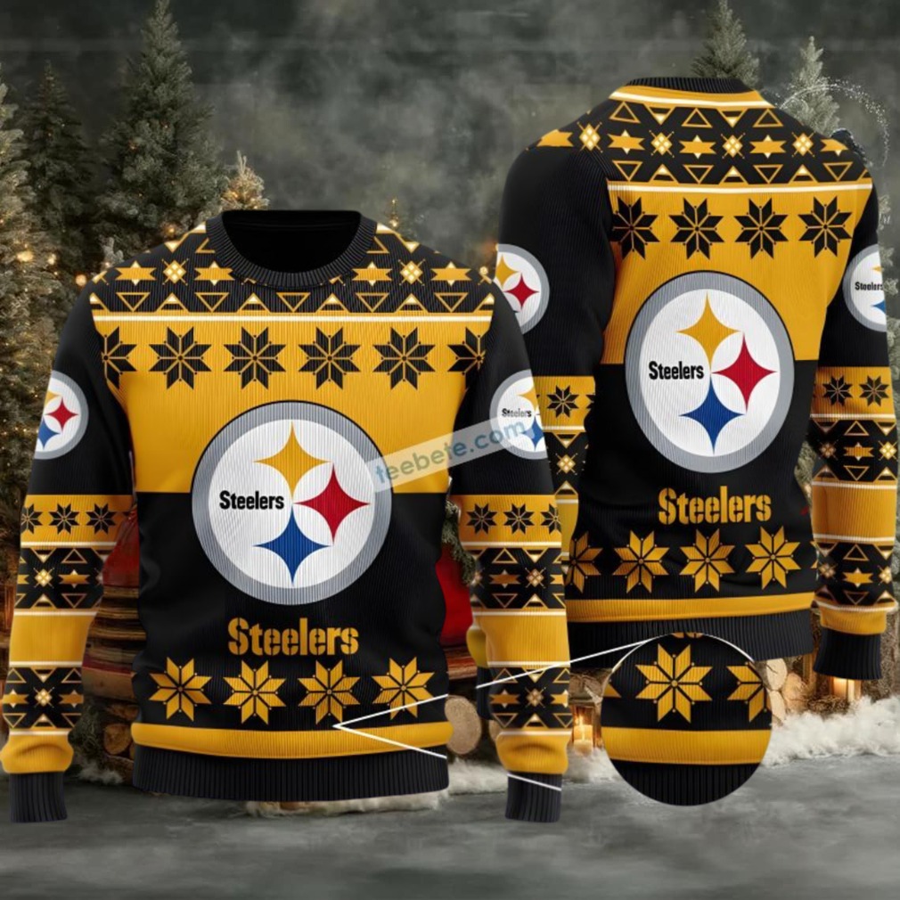 Pittsburgh Steelers Snowflakes Ugly Christmas Sweater Black Yellow Pittsburgh Steelers Snowflakes Ugly Christmas Sweater Black Yellow