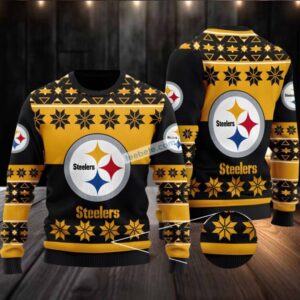 Pittsburgh Steelers Snowflakes Ugly Christmas Sweater Black Yellow