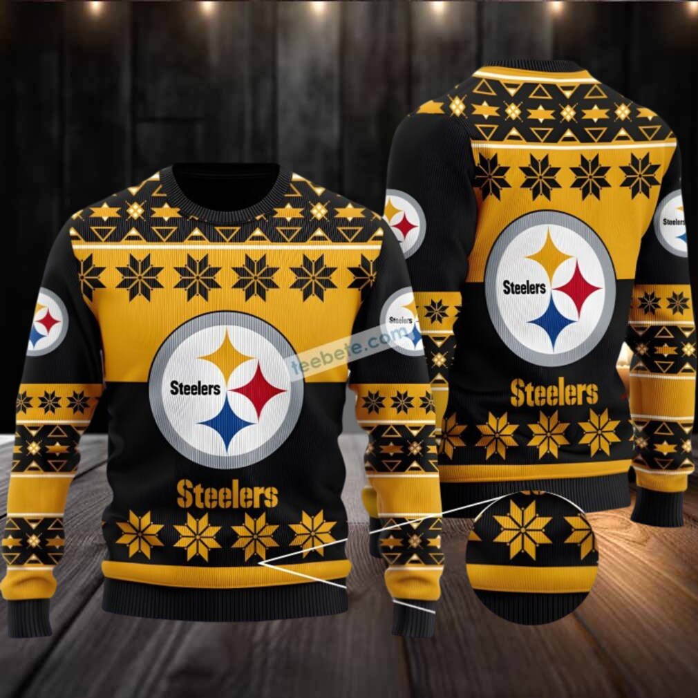 Pittsburgh Steelers Snowflakes Ugly Christmas Sweater Black Yellow Pittsburgh Steelers Snowflakes Ugly Christmas Sweater Black Yellow