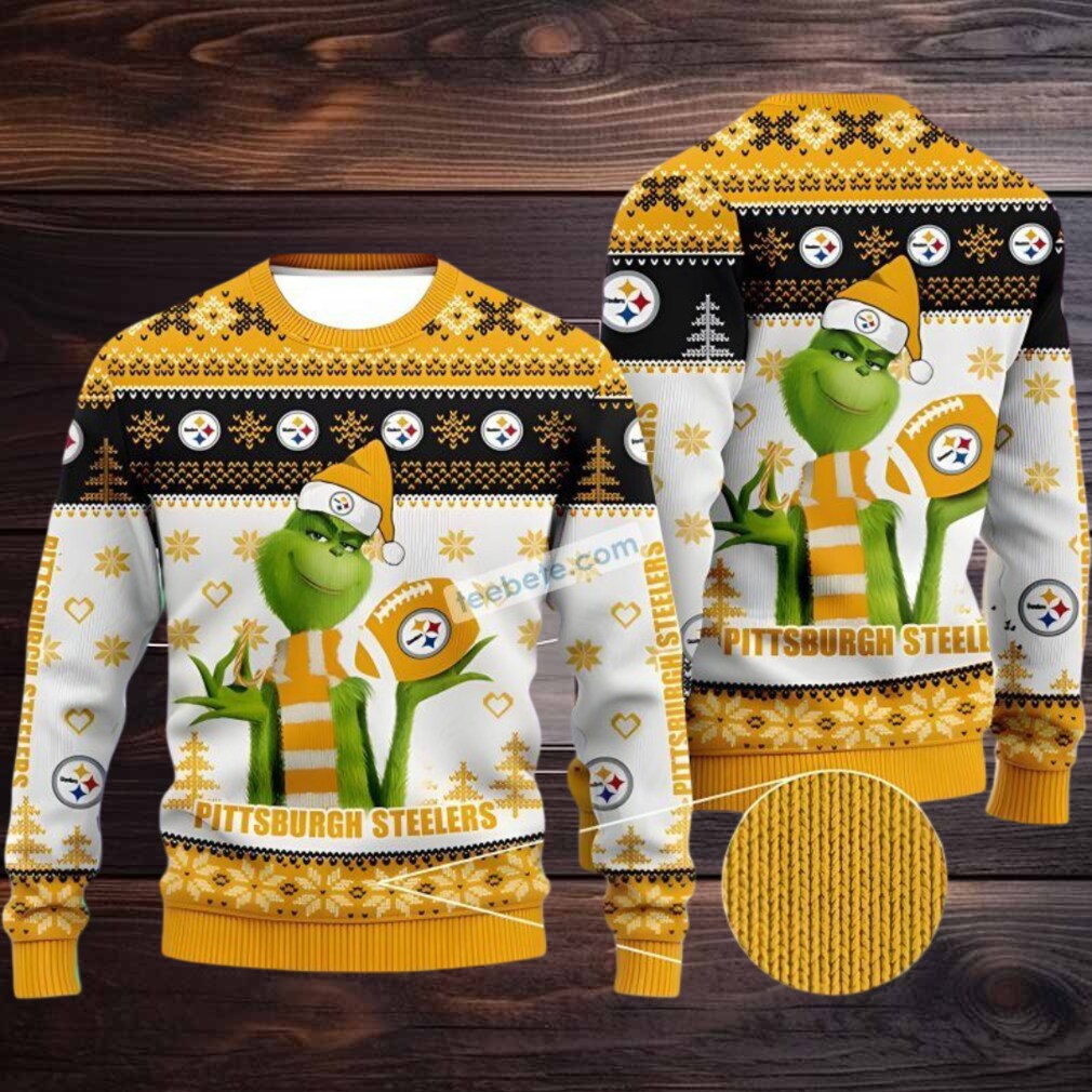 Pittsburgh Steelers The Grinch Ugly Christmas Sweater Yellow White Big And Tall Pittsburgh Steelers The Grinch Ugly Christmas Sweater Yellow White Big And Tall