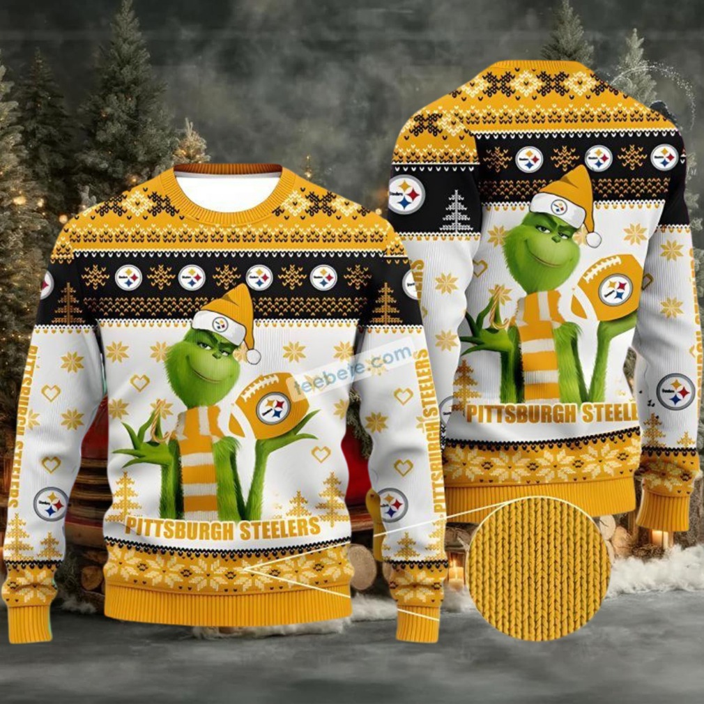 Pittsburgh Steelers The Grinch Ugly Christmas Sweater Yellow White Big And Tall Pittsburgh Steelers The Grinch Ugly Christmas Sweater Yellow White Big And Tall