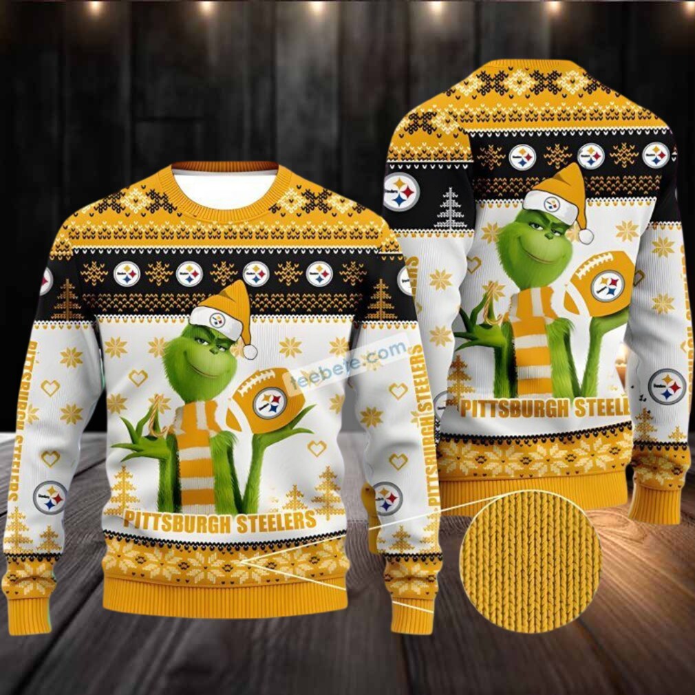 Pittsburgh Steelers The Grinch Ugly Christmas Sweater Yellow White Big And Tall Pittsburgh Steelers The Grinch Ugly Christmas Sweater Yellow White Big And Tall