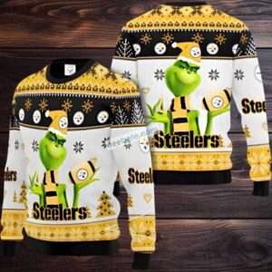 Pittsburgh Steelers The Grinch Ugly Sweater Black White Xmas Pittsburgh Steelers The Grinch Ugly Sweater Black White Xmas