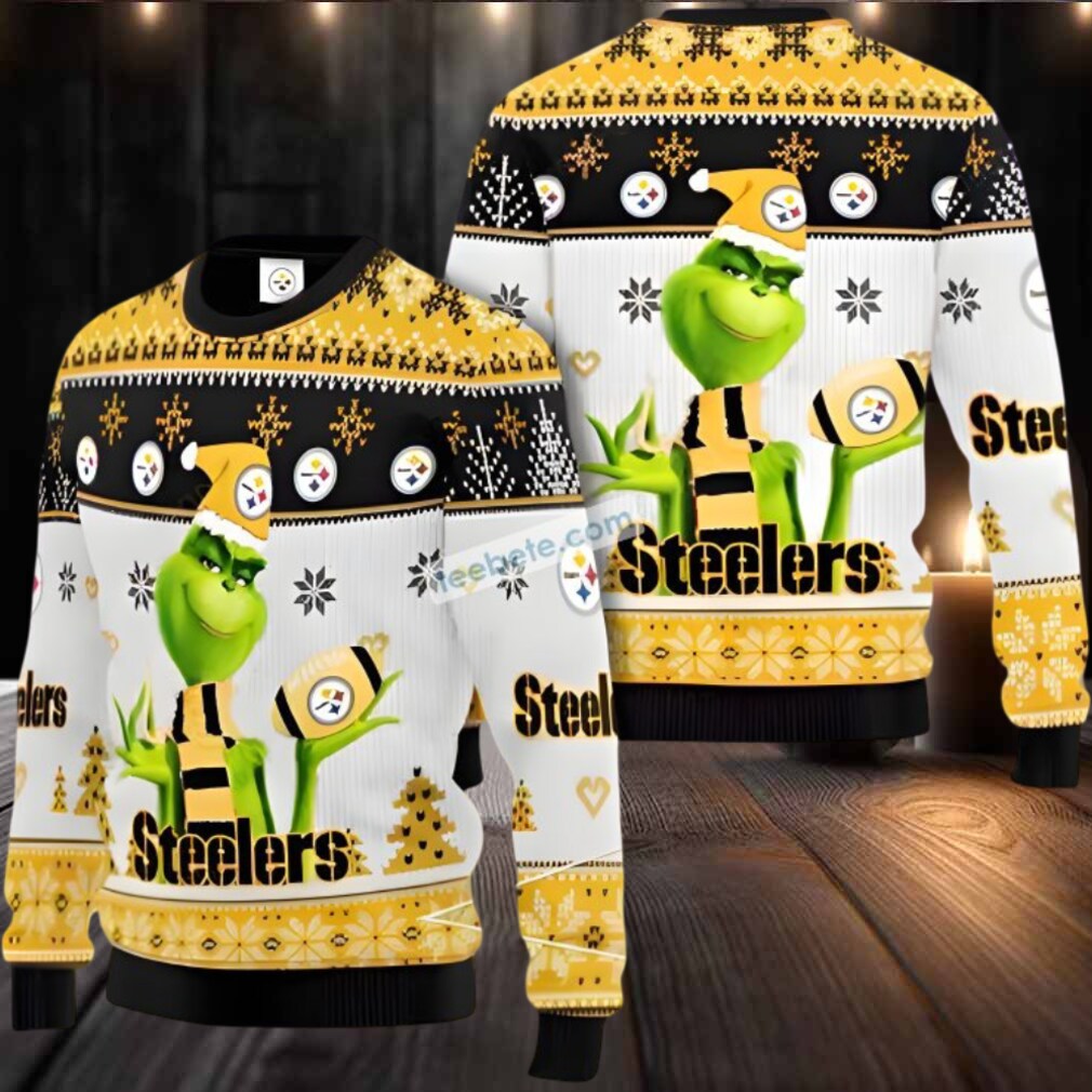 Pittsburgh Steelers The Grinch Ugly Sweater Black White Xmas Pittsburgh Steelers The Grinch Ugly Sweater Black White Xmas