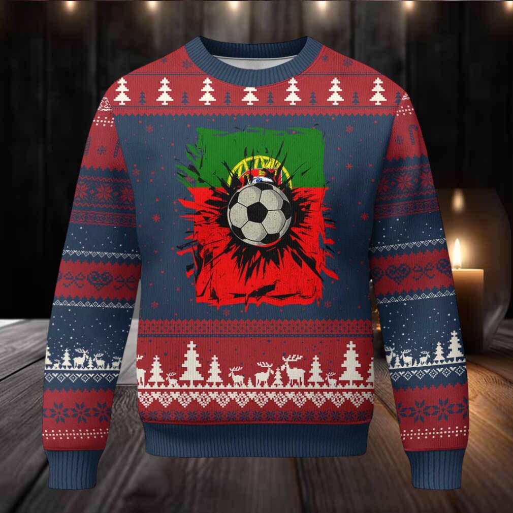 Portugal Soccer Ugly Christmas Sweater Portuguese Flag Soccer Ball Futebol Portugal Soccer Ugly Christmas Sweater Portuguese Flag Soccer Ball Futebol