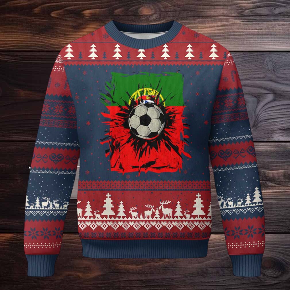 Portugal Soccer Ugly Christmas Sweater Portuguese Flag Soccer Ball Futebol Portugal Soccer Ugly Christmas Sweater Portuguese Flag Soccer Ball Futebol