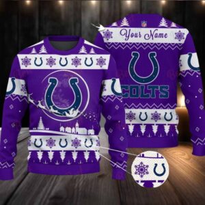 Purple Indianapolis Colts NFL Ugly Christmas Sweater Name Customized