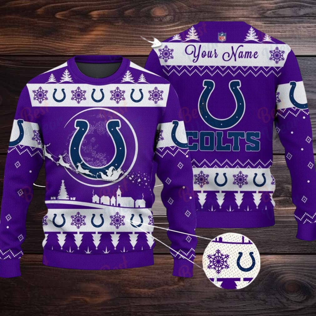 Purple Indianapolis Colts NFL Ugly Christmas Sweater Name Customized Purple Indianapolis Colts NFL Ugly Christmas Sweater Name Customized