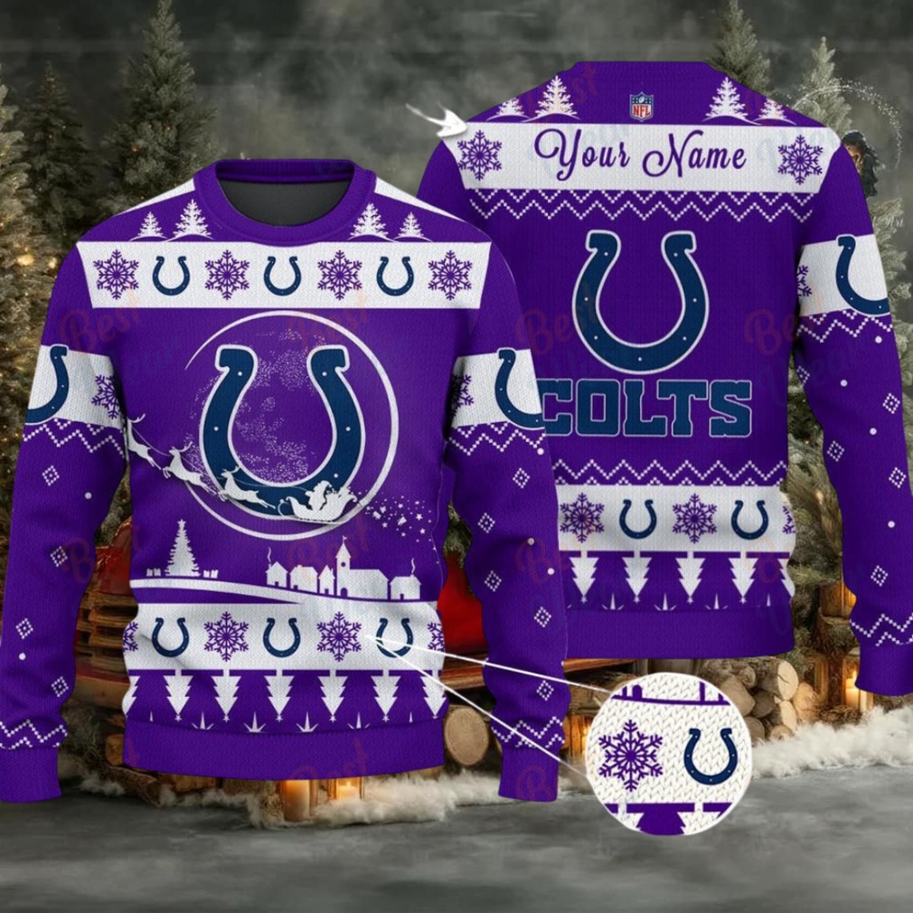 Purple Indianapolis Colts NFL Ugly Christmas Sweater Name Customized Purple Indianapolis Colts NFL Ugly Christmas Sweater Name Customized