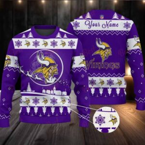 Purple Minnesota Vikings NFL Ugly Christmas Sweater Name Customized