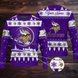 Purple Minnesota Vikings NFL Ugly Christmas Sweater Name Customized