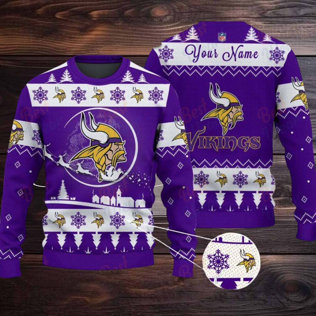 Purple Minnesota Vikings NFL Ugly Christmas Sweater Name Customized Purple Minnesota Vikings NFL Ugly Christmas Sweater Name Customized