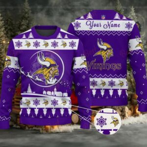 Purple Minnesota Vikings NFL Ugly Christmas Sweater Name Customized