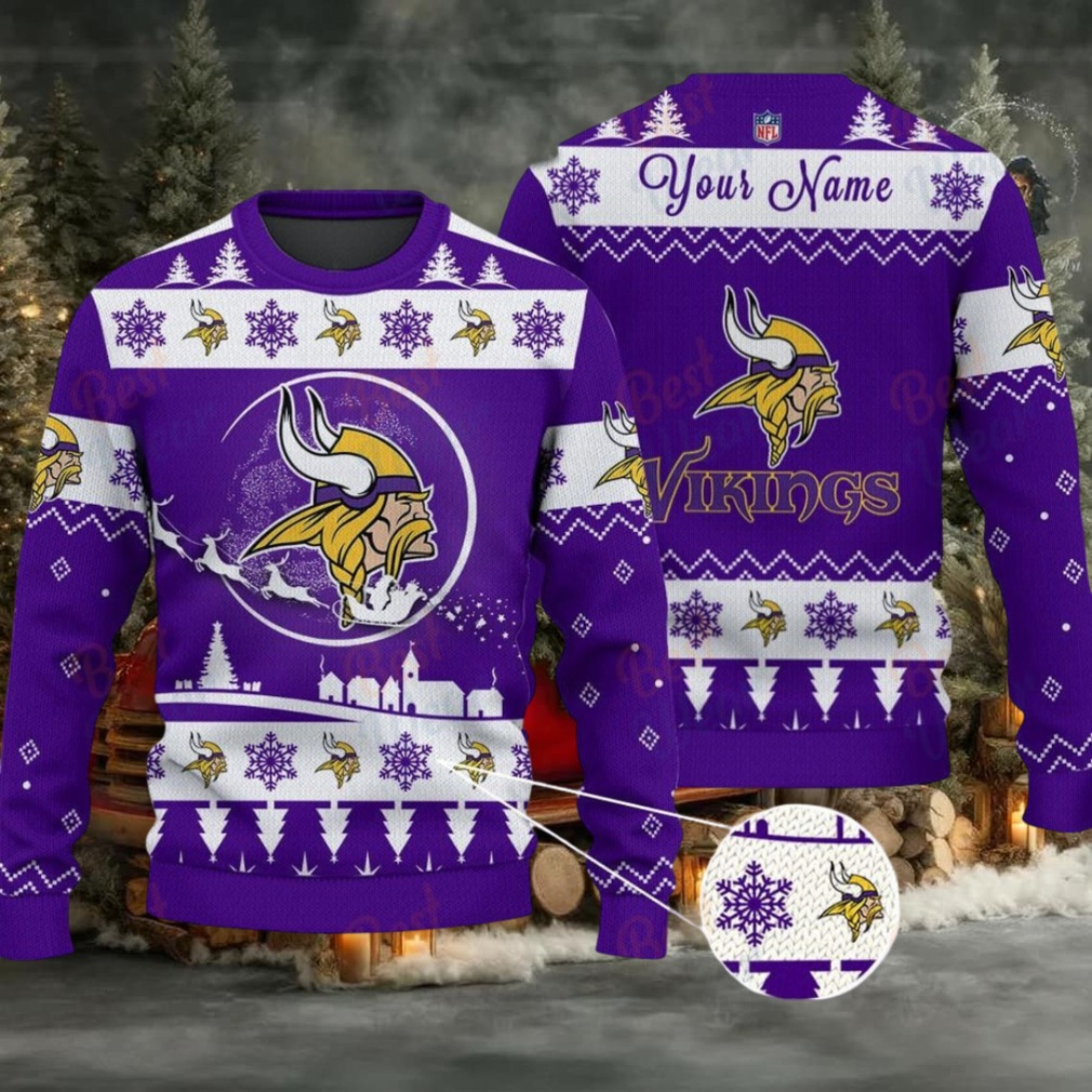 Purple Minnesota Vikings NFL Ugly Christmas Sweater Name Customized Purple Minnesota Vikings NFL Ugly Christmas Sweater Name Customized