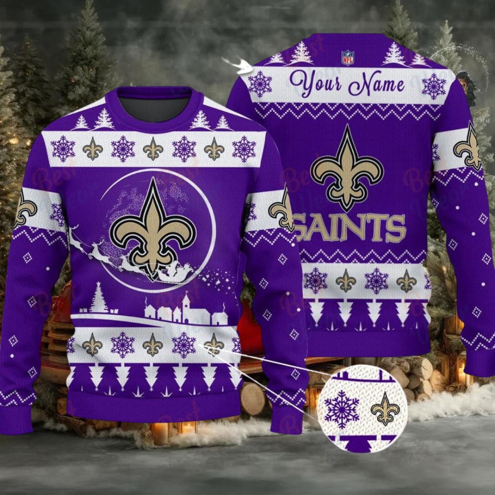 Purple New Orleans Saints NFL Ugly Christmas Sweater Name Customized Purple New Orleans Saints NFL Ugly Christmas Sweater Name Customized