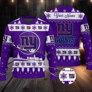 Purple New York Giants NFL Ugly Christmas Sweater Name Customized