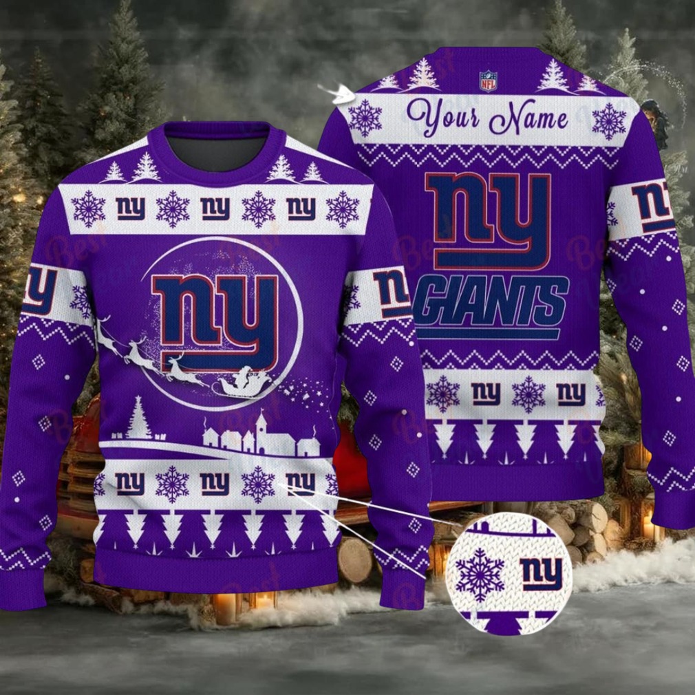 Purple New York Giants NFL Ugly Christmas Sweater Name Customized Purple New York Giants NFL Ugly Christmas Sweater Name Customized